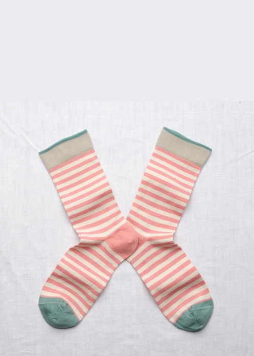 Peach Pink Striped Socks