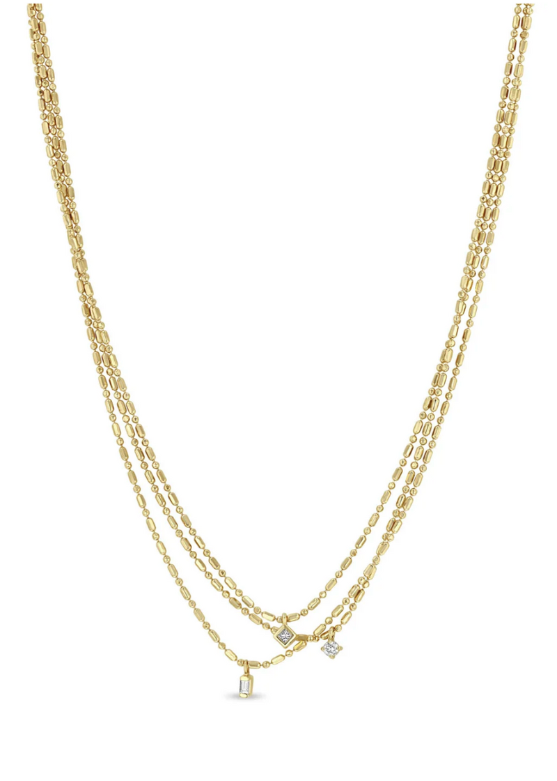 Zoe Chicco 14k Mixed Diamond Triple Tube Necklace