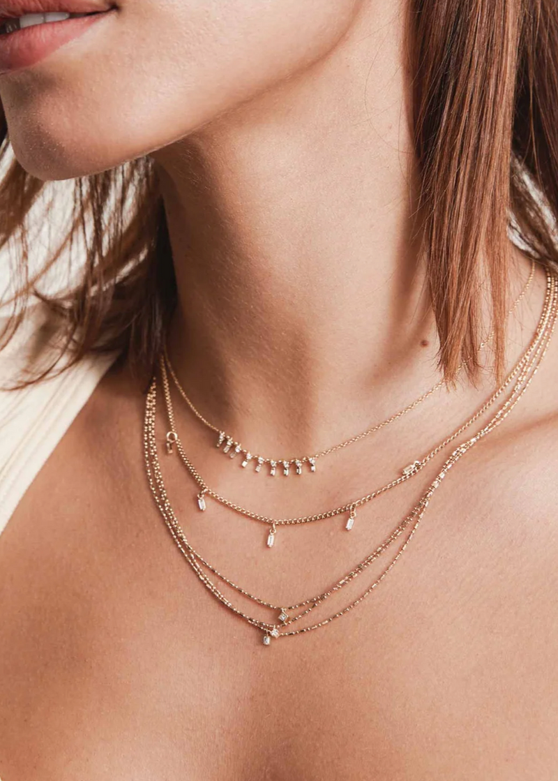 Zoe Chicco 14k Mixed Diamond Triple Tube Necklace