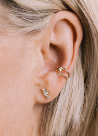 Zoe Chicco 14K Baguette Diamond Stacked Studs
