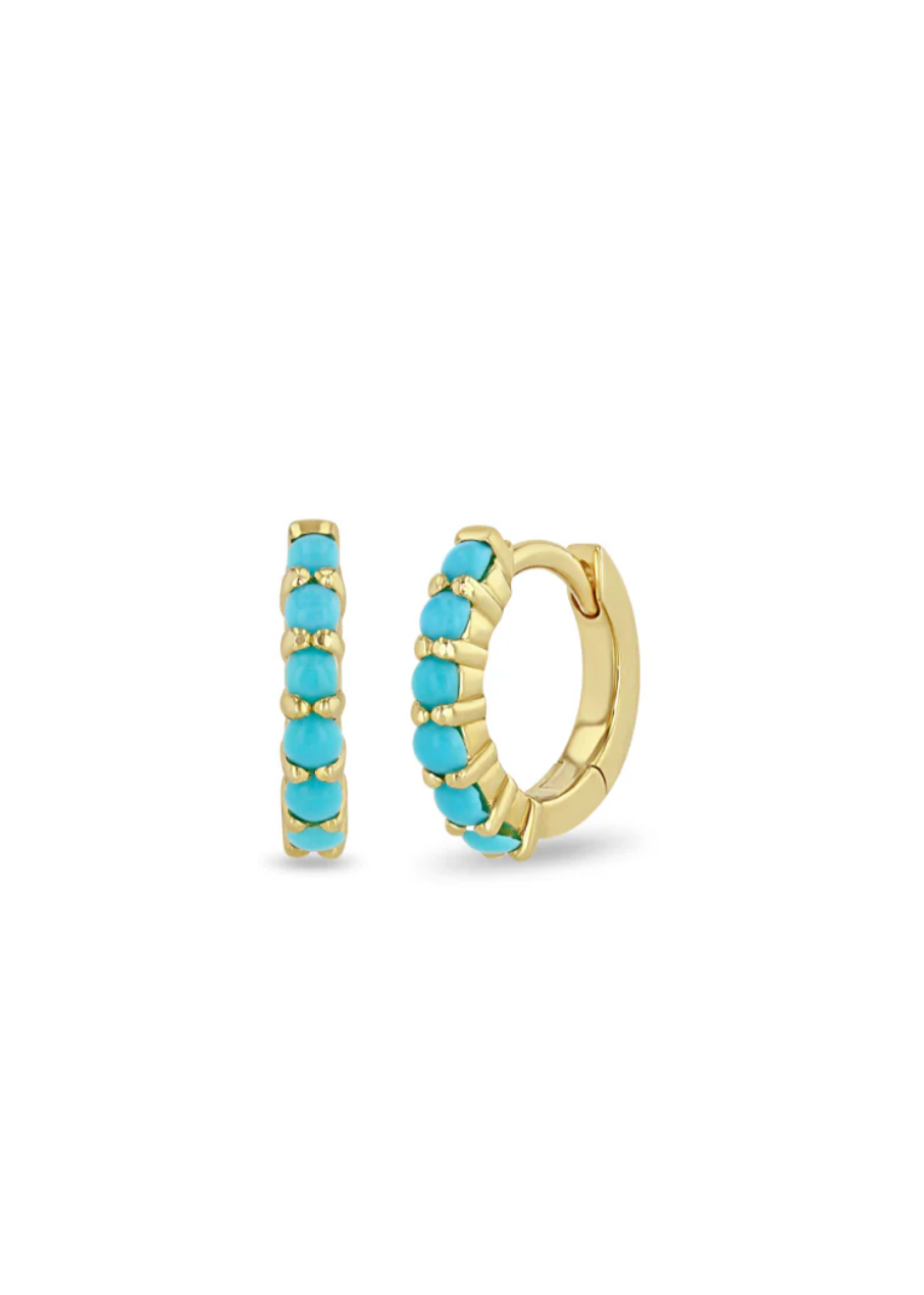 Zoe Chicco 14K Turquoise Huggies