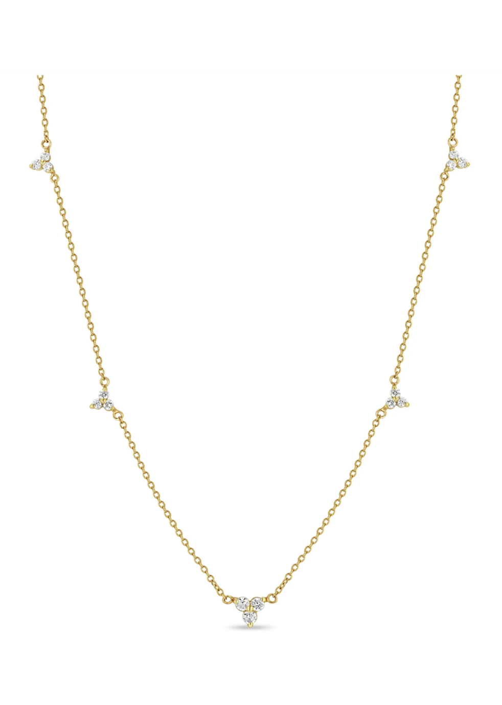 Zoe Chicco 14K 5 Station Diamond Neckalce