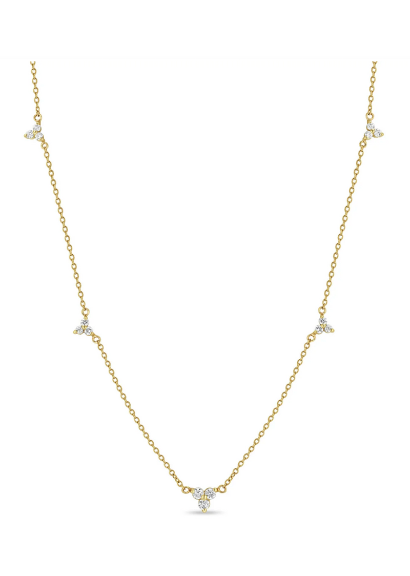 Zoe Chicco 14K 5 Station Diamond Neckalce