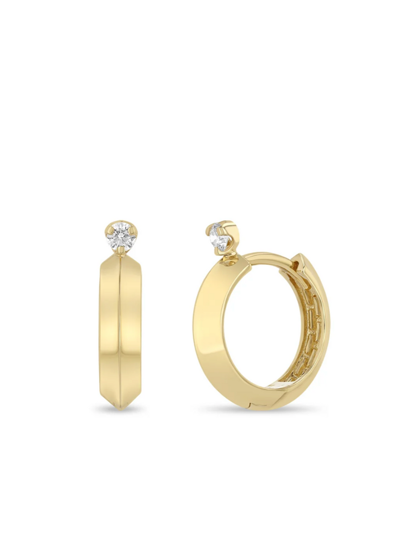 Zoe Chicco 14K Diamond Knife-Edge Huggie