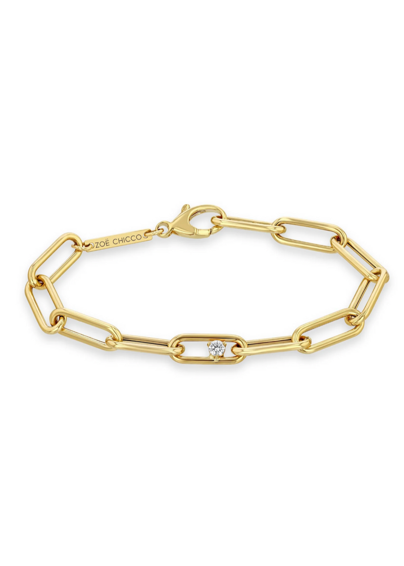 Zoe Chicco 14K Dia Lg Paperclip Chain Bracelet