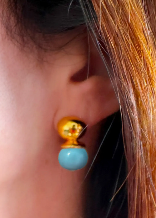 Baby Pebble Orb Earring Turquoise