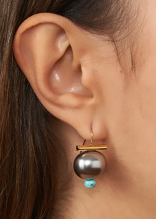 Turquoise Dove Pebble Dot Earrings