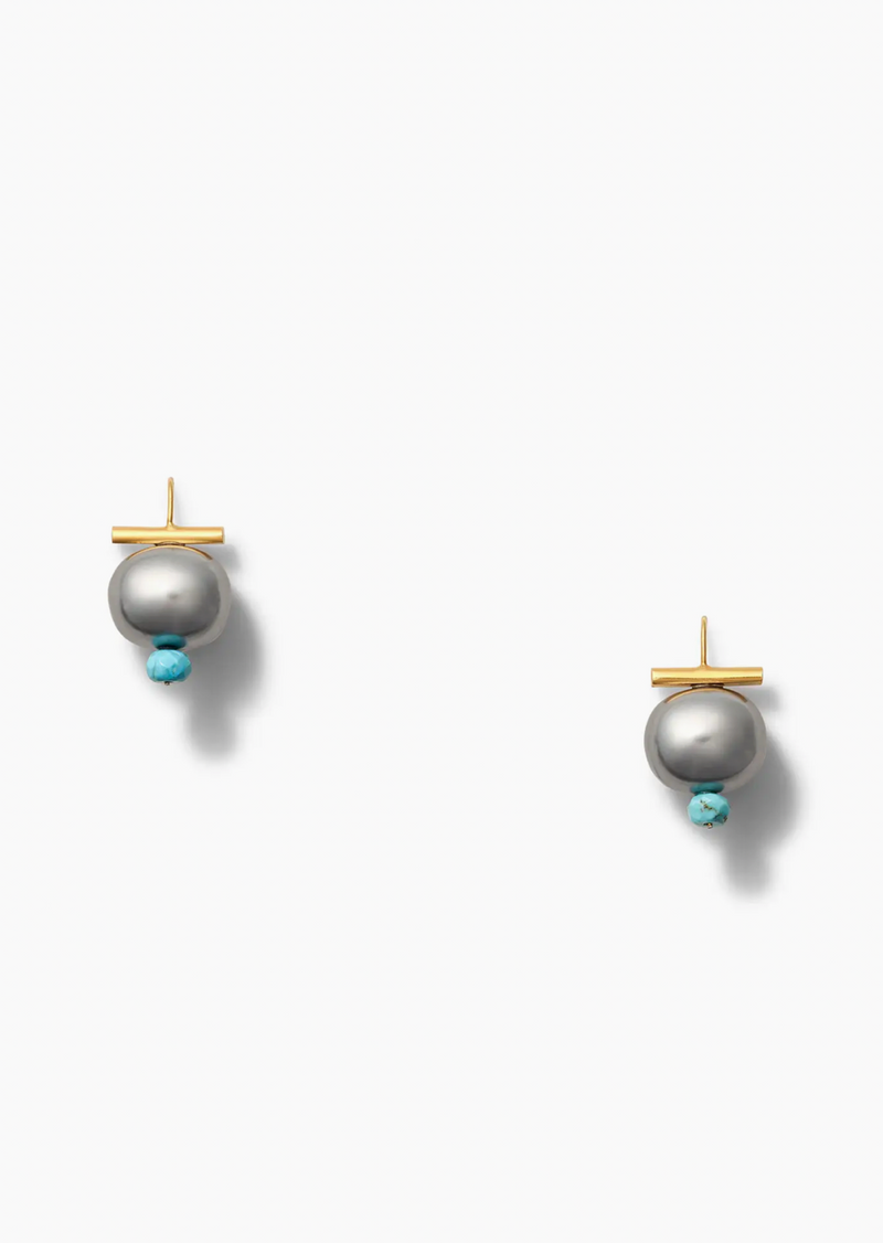 Turquoise Dove Pebble Dot Earrings