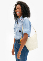 Clare V Petite Jeanne Woven Checker Cream