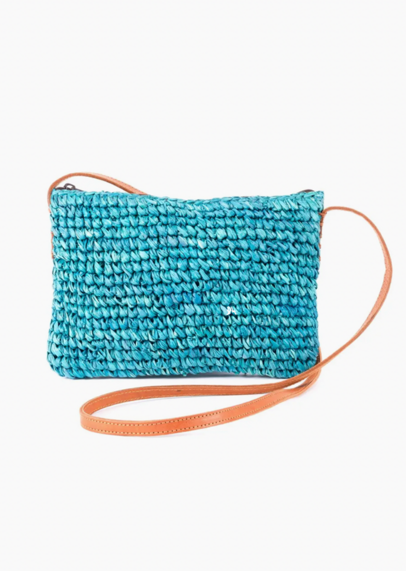 Turquoise Raffia Crossbody