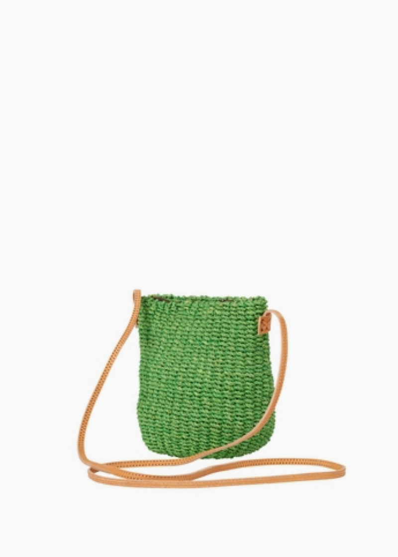 Straw Lime Green Poof Handbag