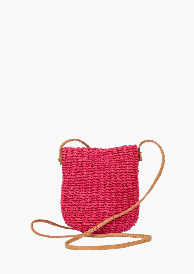 Straw Hot Pink Poof Handbag