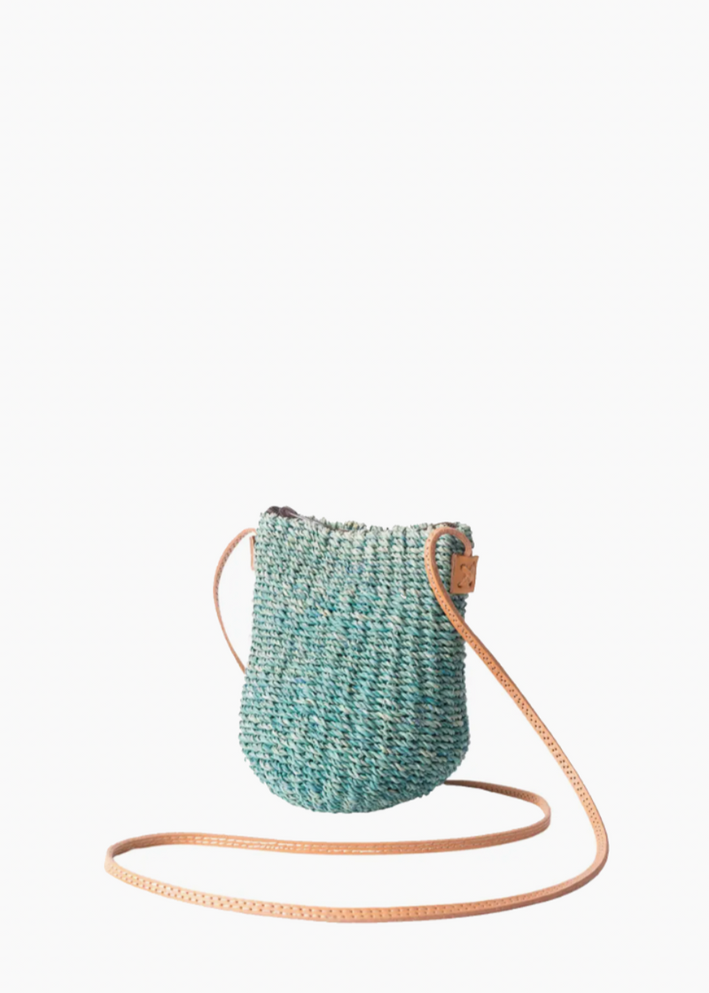 Straw Turquoise Poof Handbag
