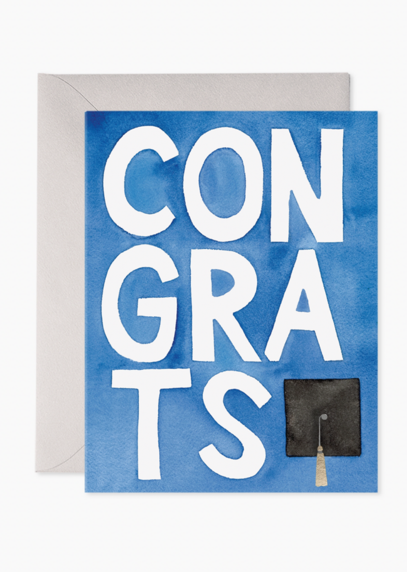 Blue Congrats Grad Greeting Card