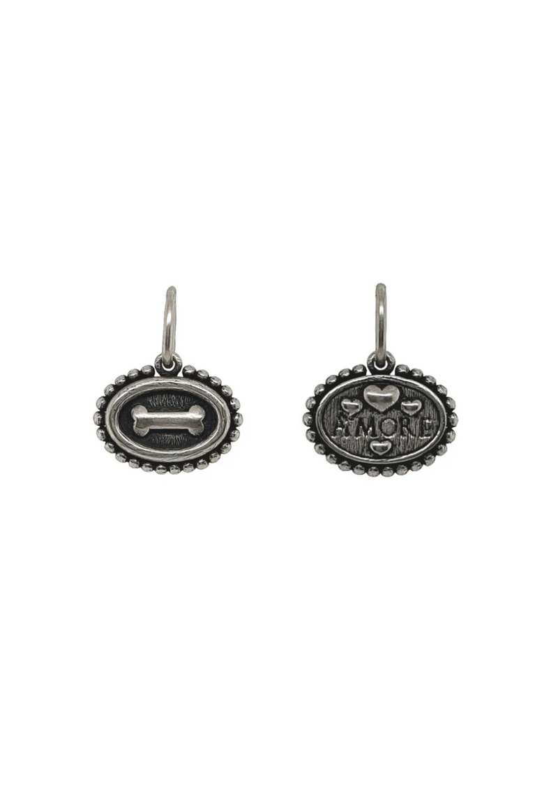 Erica Molinari Oval Dog bone + "Amore" Charm