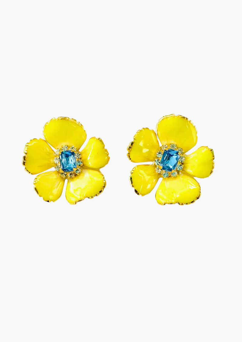 Small Handpainted Flower Earrings Buttercup