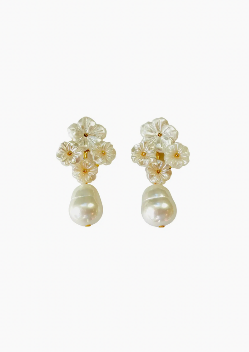 Floral Cluster with Mother of Pearl Drop