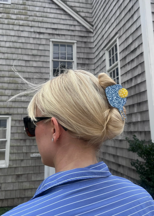 Pickleball Paddle Hair Clip Blue Speckle