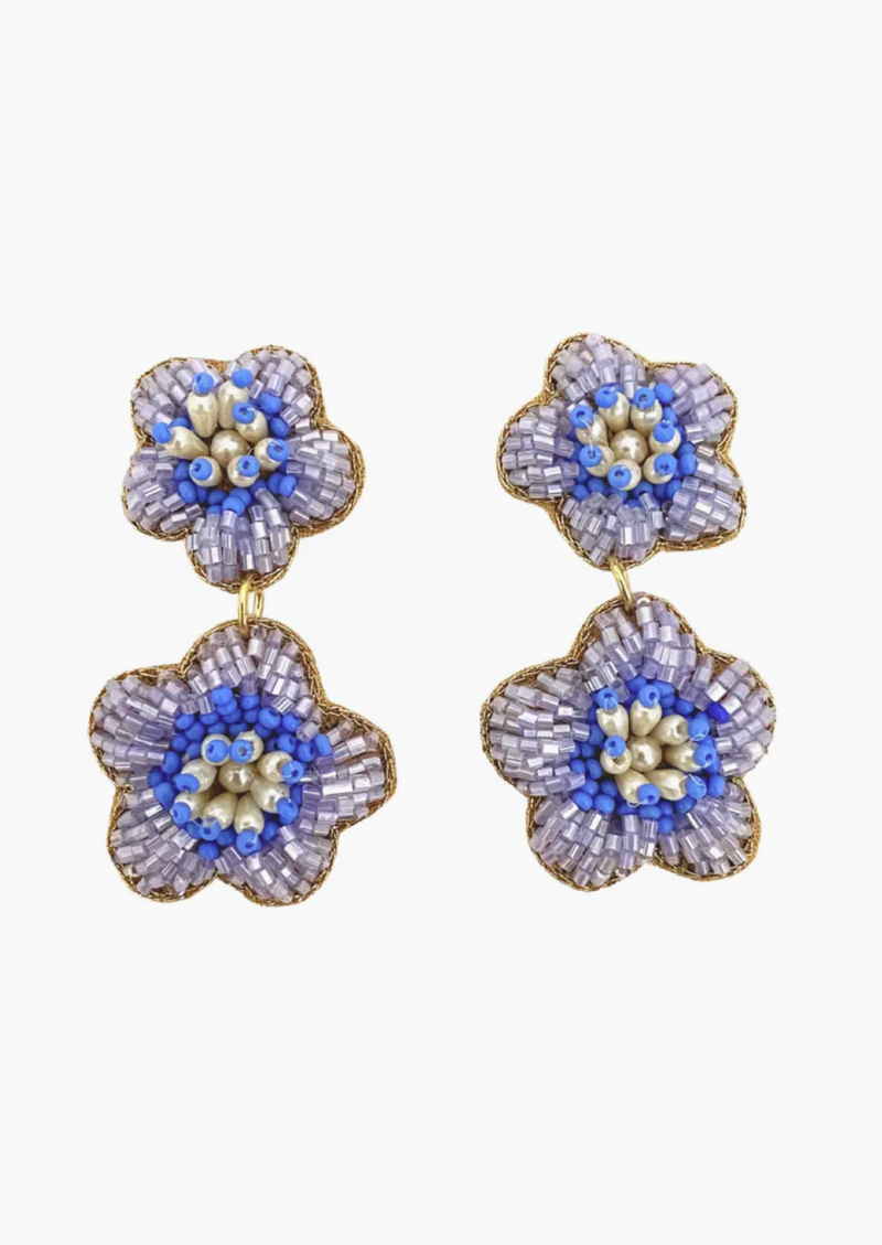 Bali Flower Earrings in Periwinkle