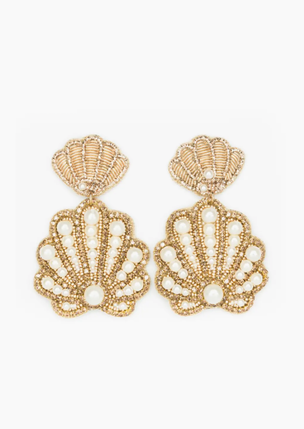 Gold and Pearl Seashell Earrings