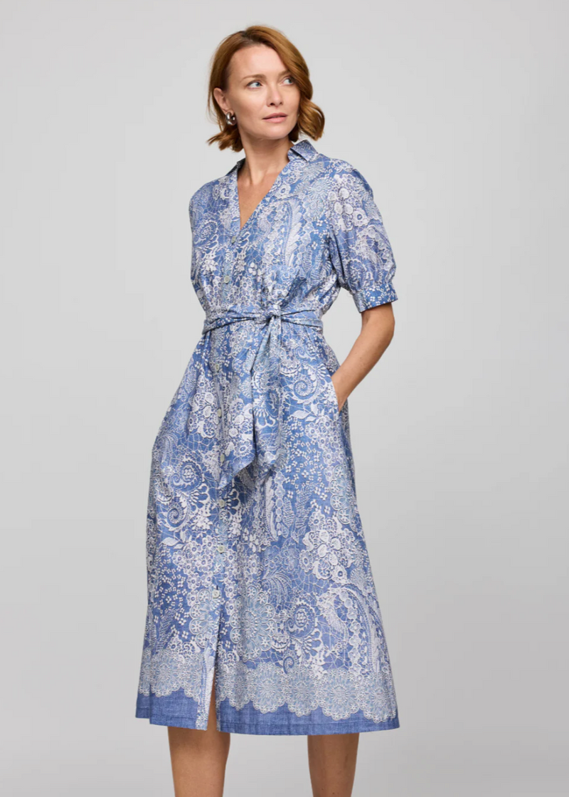 Luca Elbow Sleeve Lace Print Dress