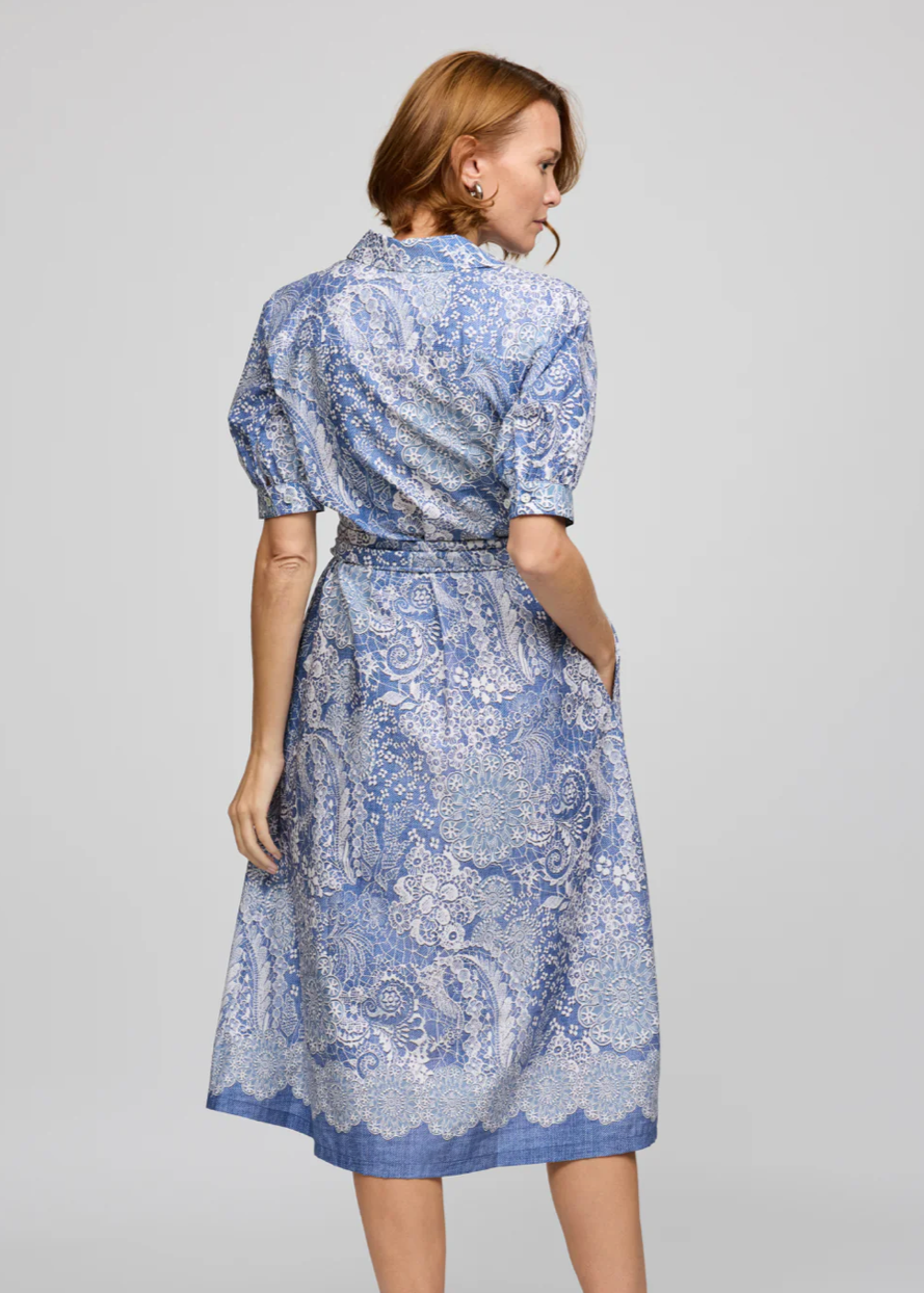 Luca Elbow Sleeve Lace Print Dress