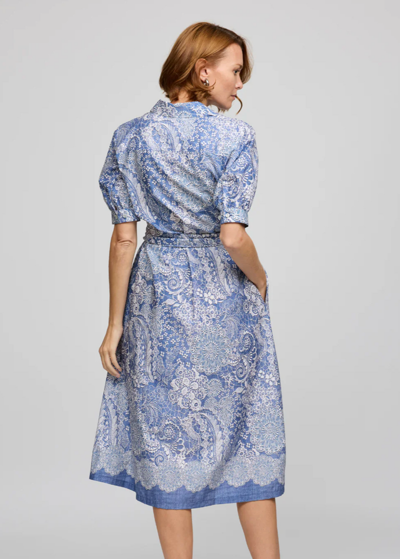 Luca Elbow Sleeve Lace Print Dress