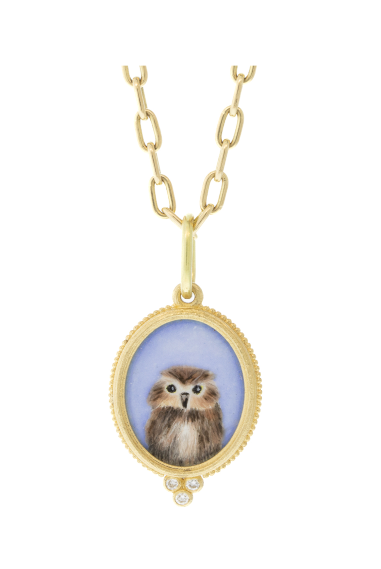 Erica Molinari Enamel Owl & Diamond Charm
