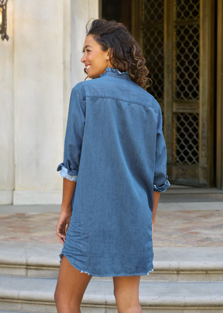 F&E Mary Ruffle Denim Dress – OMO Jewels LLC
