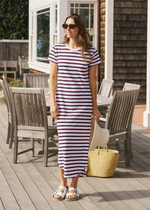 F&E Harper Red, Navy & White Stripe Dress