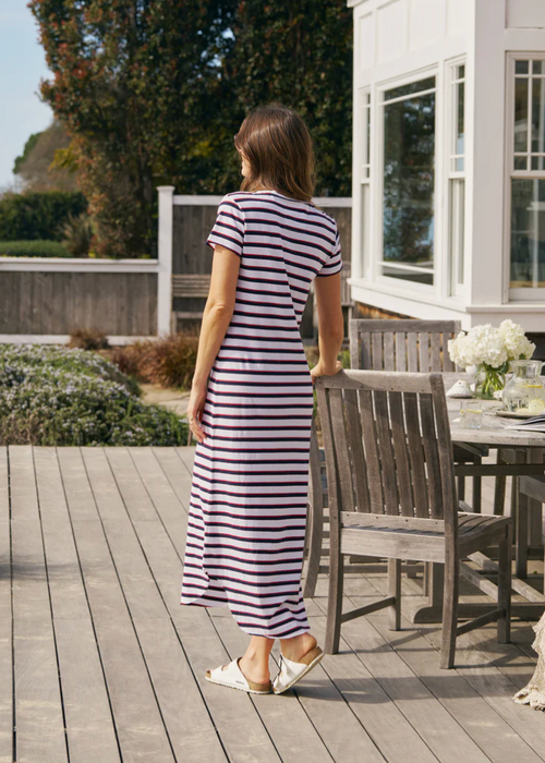 F&E Harper Red, Navy & White Stripe Dress
