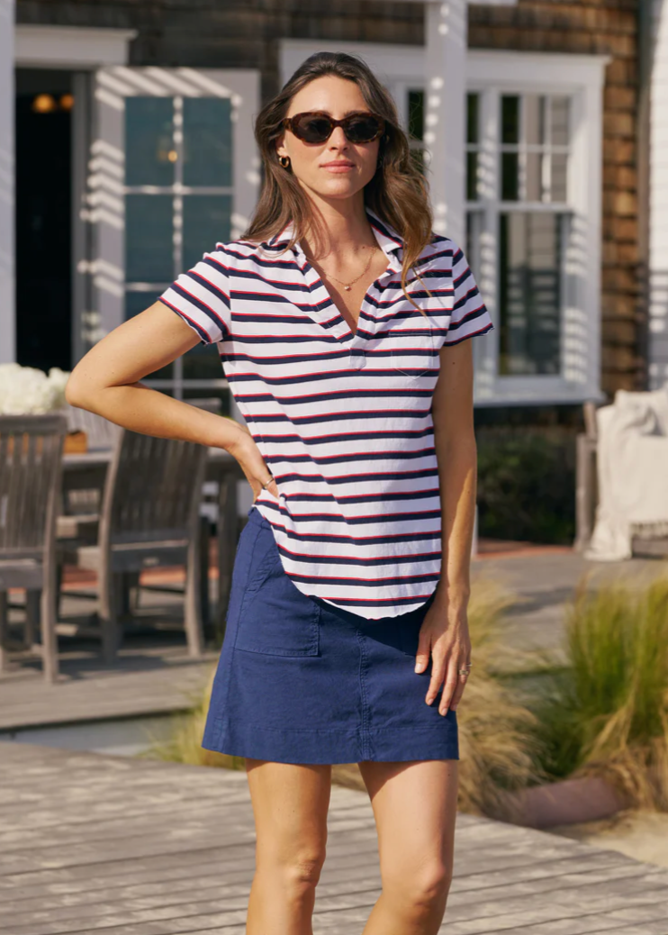 F&E Charlotte White, Red & Navy French Stripe
