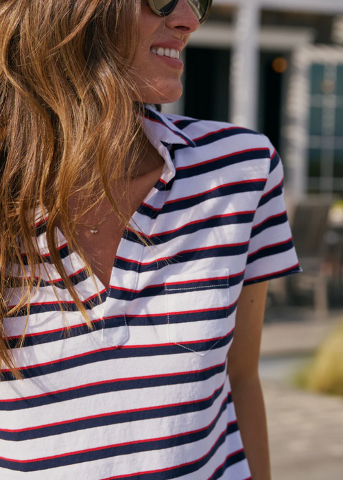 F&E Charlotte White, Red & Navy French Stripe