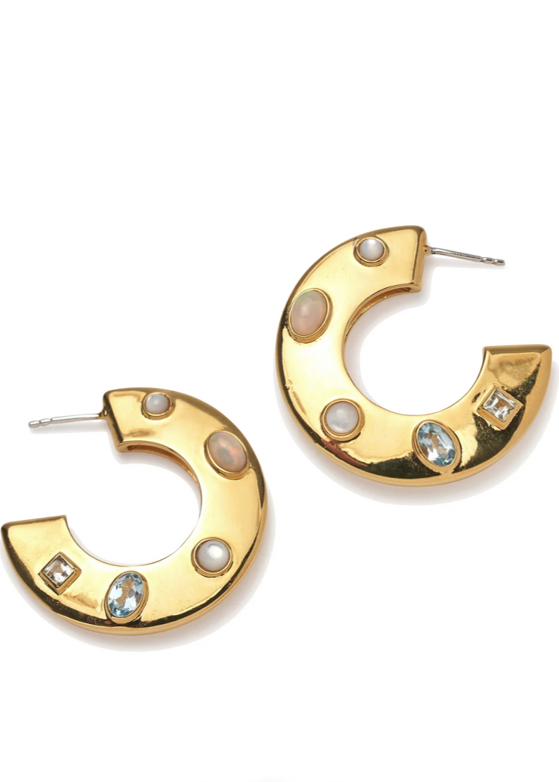 LF Saucer Hoops Dotted Pearl