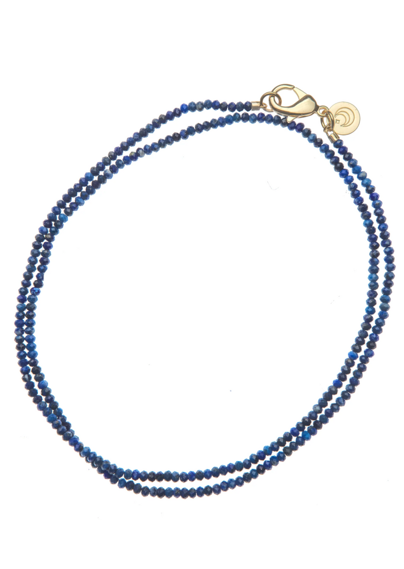 Jane Win Double Wrap Beaded Necklace Lapis