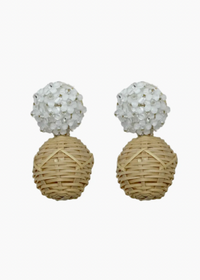 Rattan Ball Earrings White