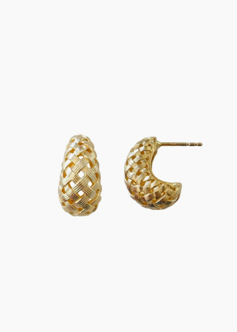 Catherine Basketweave Huggie Hoops
