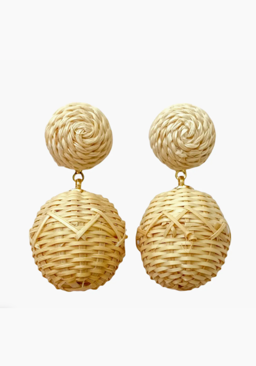 Grace Rattan Ball Earrings