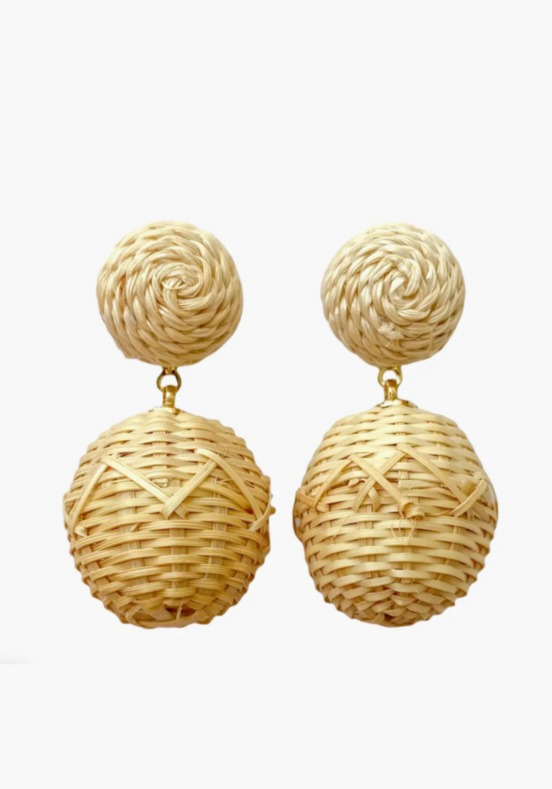 Grace Rattan Ball Earrings