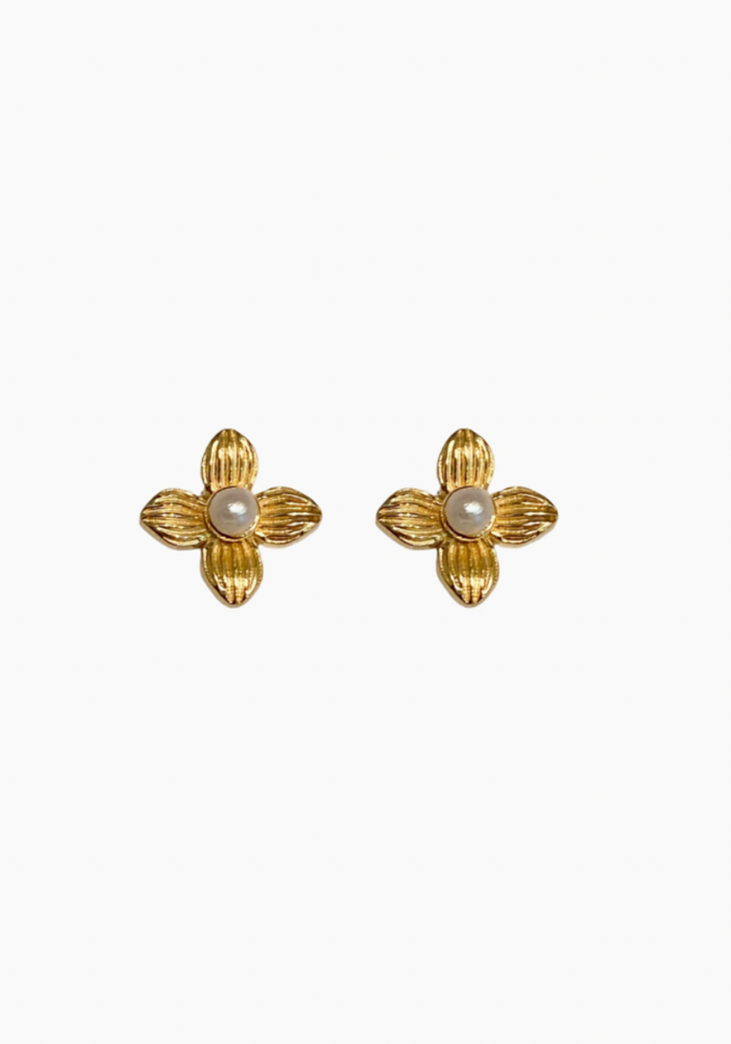 Tiny Bloom Pearl Stud Earrings