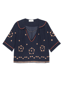 the Great Beaded Vintage Sailor Top Navy
