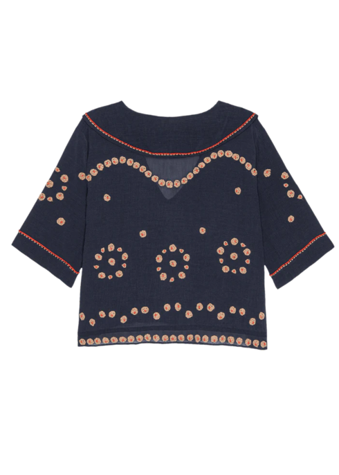 the Great Beaded Vintage Sailor Top Navy