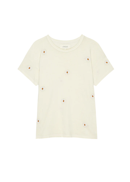 the Great Boxy Crew White w/ Daisy Embroidery