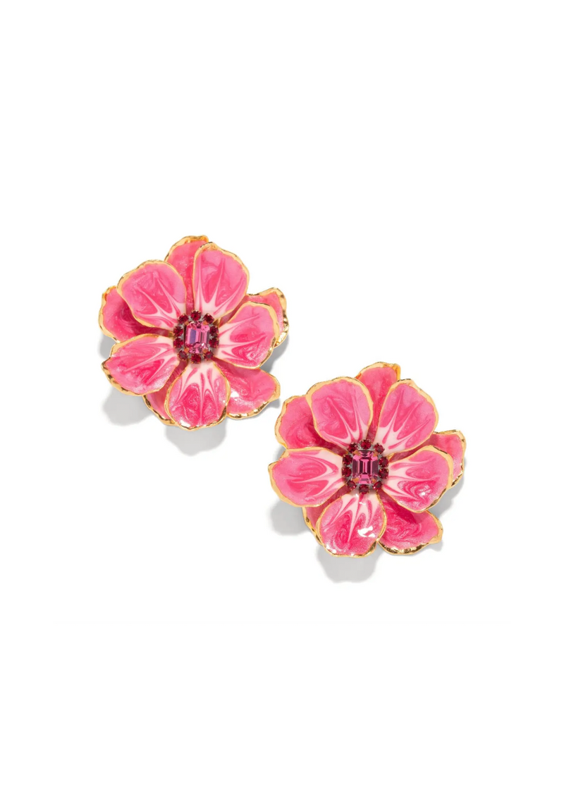 Raspberry Large Flower Post Earrings