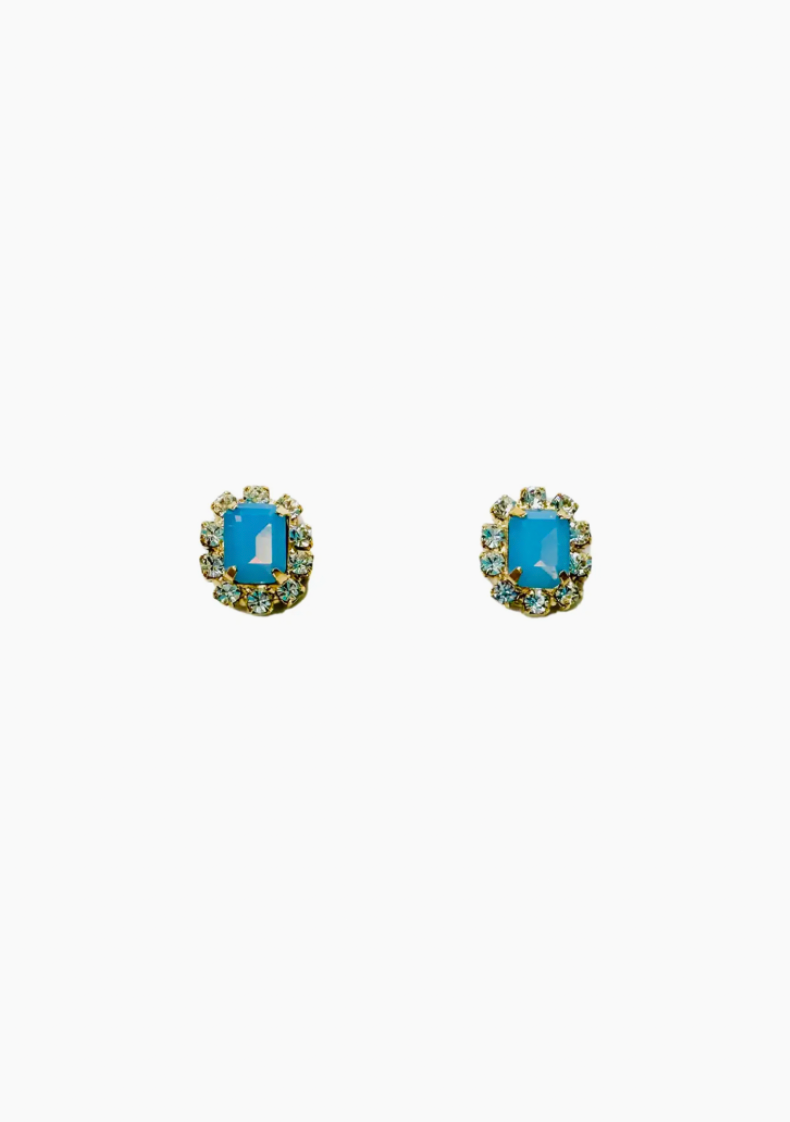Tiny Blue Crystal Studs