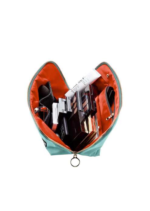 Signature Makeup Bag Sea Green/Orange