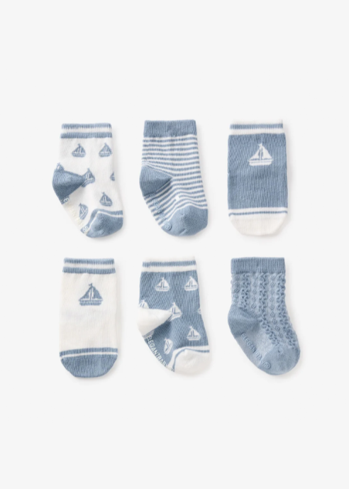 Nautical Non-Slip Socks (6 Pair)