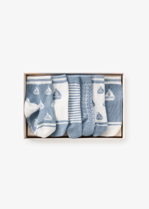 Nautical Non-Slip Socks (6 Pair)