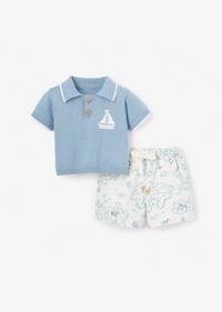 Nautical Knit Polo + Explorer Print Shorts