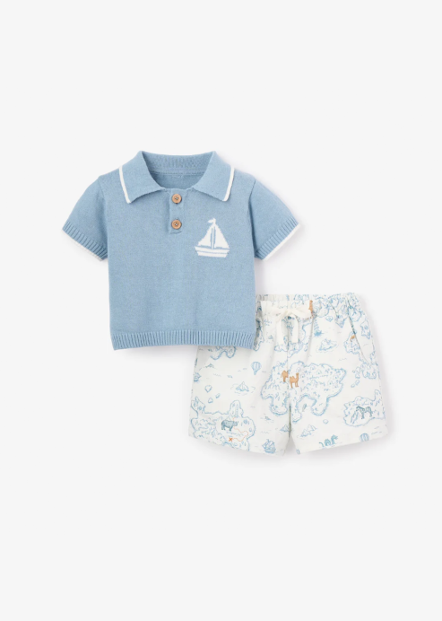 Nautical Knit Polo + Explorer Print Shorts